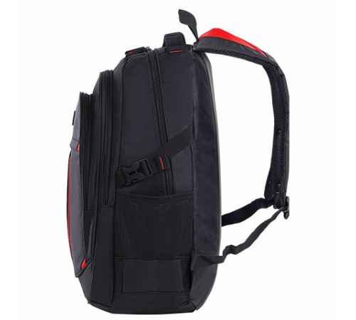 Рюкзак BRAUBERG TITANIUM универсальный, 3 отделения, черный, красные вставки, 45х28х18 см, 226376