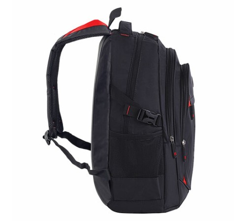 Рюкзак BRAUBERG TITANIUM универсальный, 3 отделения, черный, красные вставки, 45х28х18 см, 226376