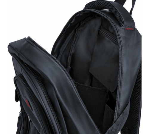 Рюкзак BRAUBERG TITANIUM универсальный, 3 отделения, черный, красные вставки, 45х28х18 см, 226376