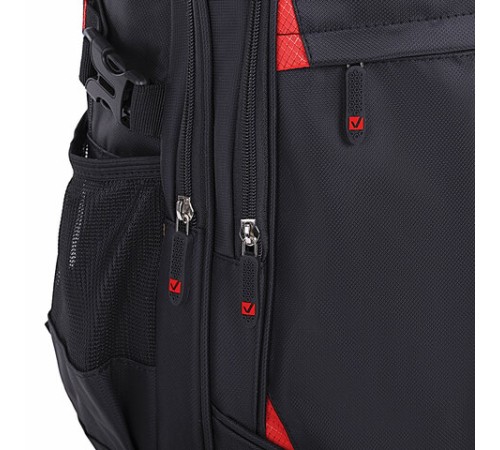 Рюкзак BRAUBERG TITANIUM универсальный, 3 отделения, черный, красные вставки, 45х28х18 см, 226376