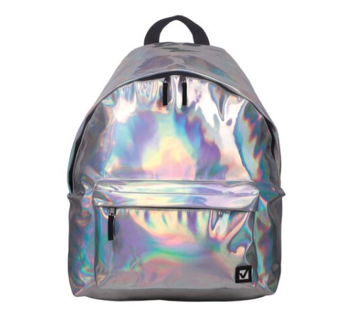 Рюкзак BRAUBERG GLOSSY универсальный, блестящий, серебро, 41х32х14 см, 226421