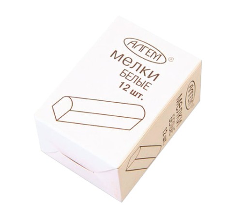 Мел белый квадратный 12 штук, АЛГЕМ, картонная упаковка, НМБ-12