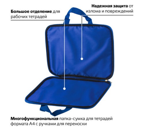 Папка на молнии с ручками BRAUBERG, А4, 1 отделение, с подкладкой, полиэстер, 20 мм, 