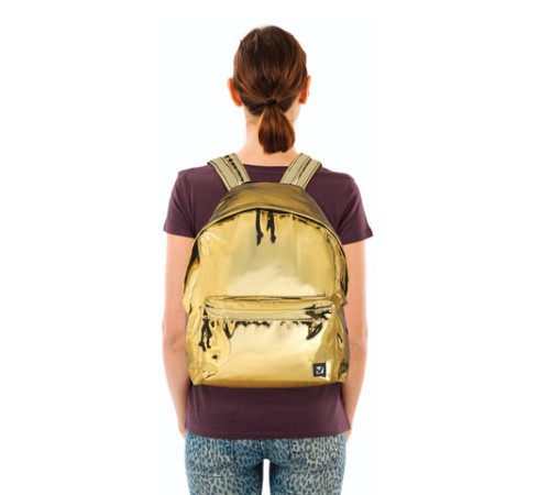 Рюкзак BRAUBERG GLOSSY универсальный, блестящий, светло-золотой, 41х32х14 см, 227094