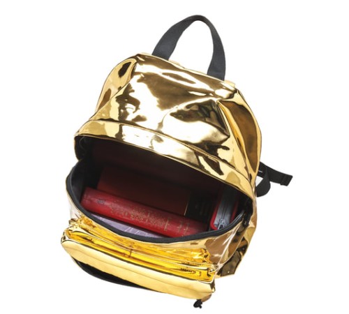 Рюкзак BRAUBERG GLOSSY универсальный, блестящий, светло-золотой, 41х32х14 см, 227094