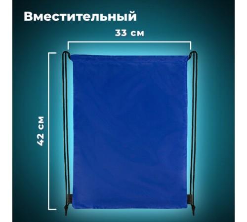 Мешок для обуви BRAUBERG ПРОЧНЫЙ, на шнурке, синий, 42x33 см, 227140