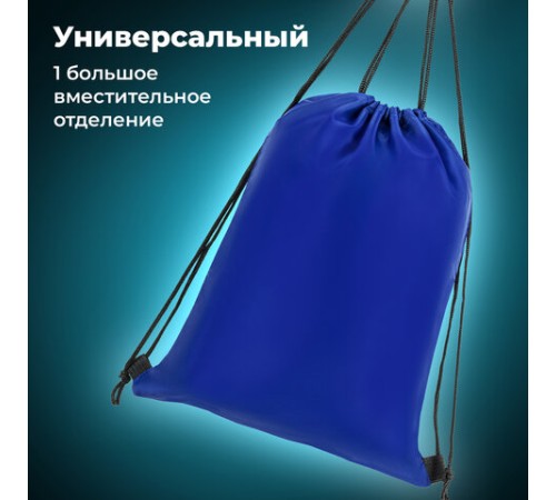 Мешок для обуви BRAUBERG ПРОЧНЫЙ, на шнурке, синий, 42x33 см, 227140