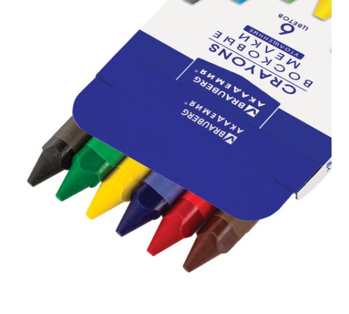 Восковые мелки трехгранные утолщенные BRAUBERG 