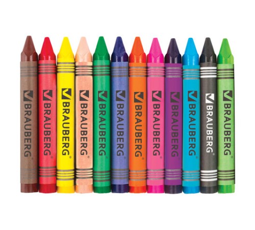 Восковые мелки трехгранные утолщенные BRAUBERG 