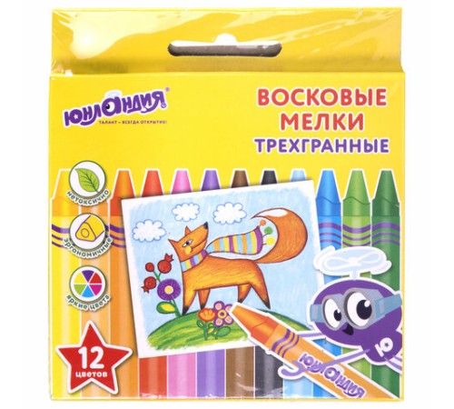 Восковые мелки трехгранные ЮНЛАНДИЯ 