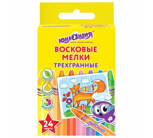 Восковые мелки трехгранные ЮНЛАНДИЯ 
