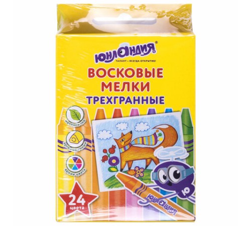 Восковые мелки трехгранные ЮНЛАНДИЯ 