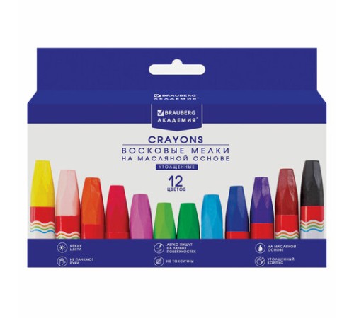Восковые мелки утолщенные BRAUBERG 