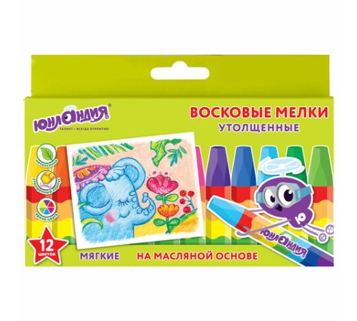 Восковые мелки утолщенные ЮНЛАНДИЯ 