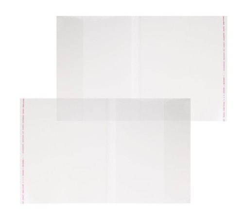 Обложки ПП для тетрадей и дневников, КОМПЛЕКТ 5 шт., КЛЕЙКИЙ КРАЙ, 70 мкм, 215х360 мм, универсальные, прозрачные, ПИФАГОР, 227409