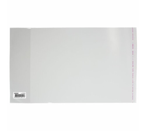 Обложка ПП со штрихкодом для тетрадей и дневников, КЛЕЙКИЙ КРАЙ, 70 мкм, 215х360 мм, универсальная, прозрачная, ПИФАГОР, 227410