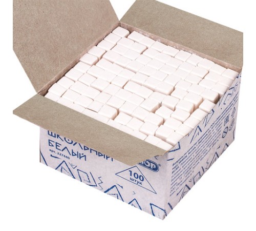 Мел белый квадратный 100 штук, ПИФАГОР, картонная упаковка, 227440