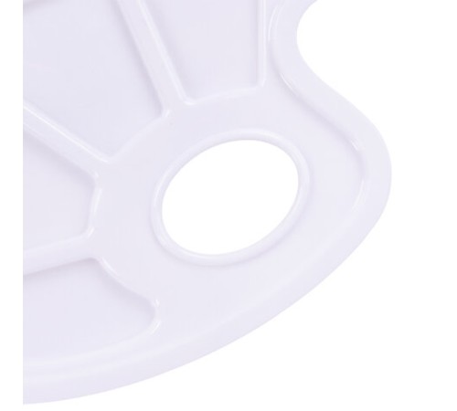 Палитра для рисования ПИФАГОР белая, овальная, 6 ячеек для красок и 4 ячейки для смешивания, 227805