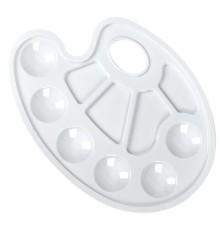 Палитра для рисования ЮНЛАНДИЯ белая, овальная, 6 ячеек для красок и 4 для смешивания, европодвес, 227806