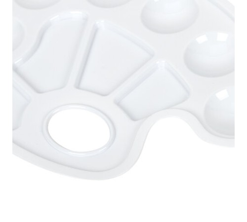 Палитра для рисования ЮНЛАНДИЯ белая, овальная, 6 ячеек для красок и 4 для смешивания, европодвес, 227806