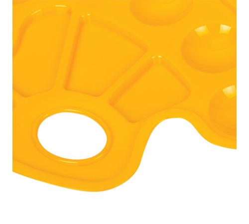 Палитра для рисования ЮНЛАНДИЯ желтая, овальная, 6 ячеек для красок и 4 для смешивания, европодвес, 227807