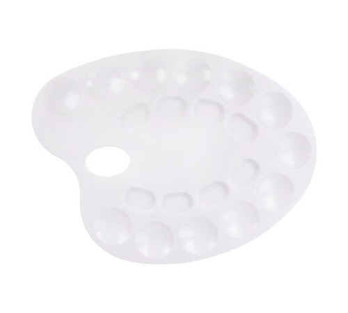 Палитра для рисования ПИФАГОР белая, пластиковая, овальная, 20 ячеек, 227808