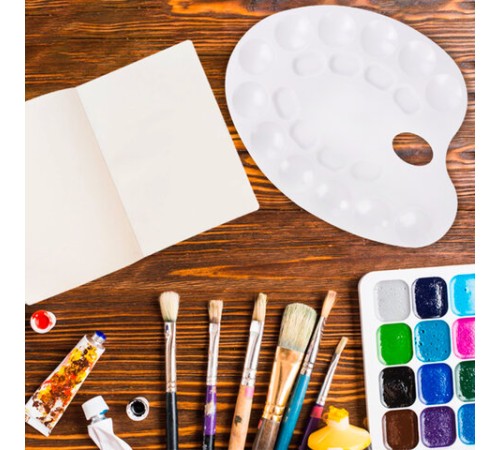 Палитра для рисования ПИФАГОР белая, пластиковая, овальная, 20 ячеек, 227808