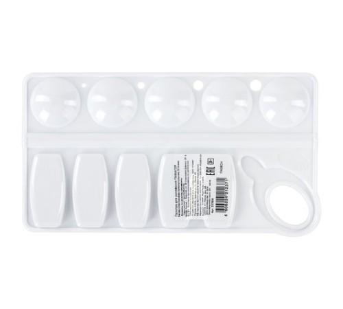 Палитра для рисования ПИФАГОР белая, пластиковая, прямоугольная, 10 ячеек, 227809