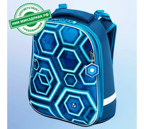 Ранец BRAUBERG PREMIUM, 2 отделения, с брелком, Techno, 38х29х16 см, 227812