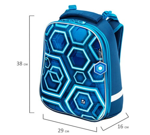Ранец BRAUBERG PREMIUM, 2 отделения, с брелком, Techno, 38х29х16 см, 227812