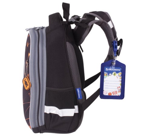 Ранец BRAUBERG PREMIUM, 2 отделения, с брелком, UFO, 38х29х16 см, 227815