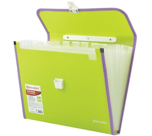 Папка-портфель пластиковая BRAUBERG 