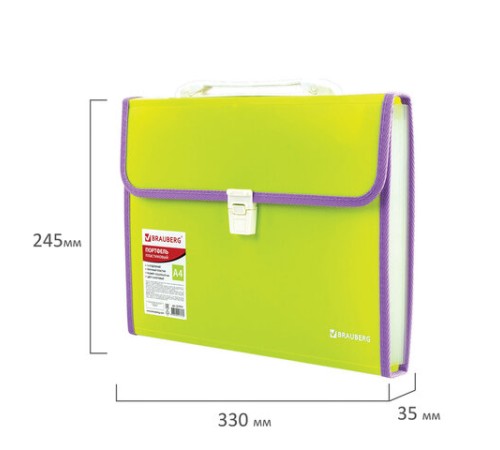 Папка-портфель пластиковая BRAUBERG 