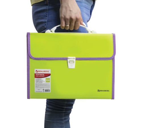 Папка-портфель пластиковая BRAUBERG 