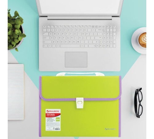 Папка-портфель пластиковая BRAUBERG 