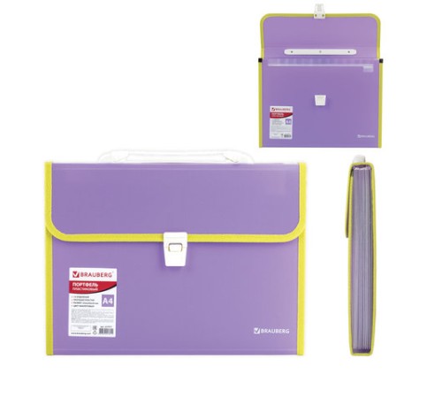Папка-портфель пластиковая BRAUBERG 
