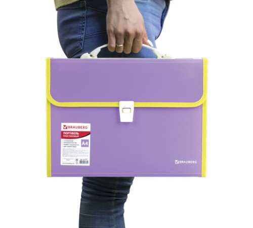 Папка-портфель пластиковая BRAUBERG 