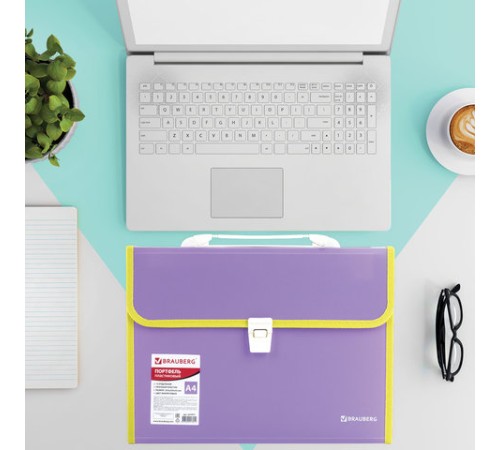 Папка-портфель пластиковая BRAUBERG 