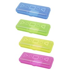 Пенал пластиковый ПИФАГОР тонированный, ассорти 4 цвета, 20х7х4 см, 228113