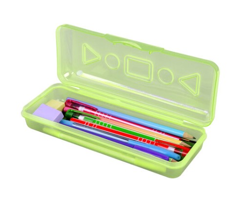 Пенал пластиковый ПИФАГОР тонированный, ассорти 4 цвета, 20х7х4 см, 228113