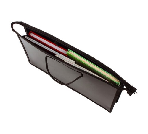 Папка на молнии с ручками ПИФАГОР, А4, 1 отделение, пластик, 55 мм, черная, 228236