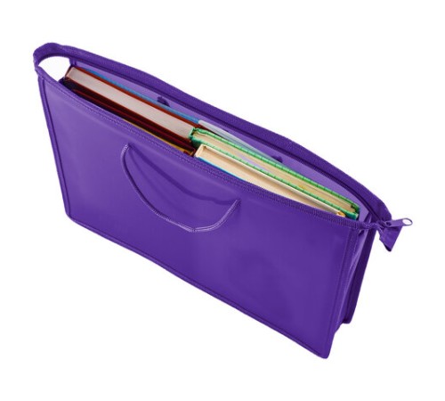 Папка на молнии с ручками ПИФАГОР, А4, 1 отделение, пластик, 55 мм, фиолетовая, 228237