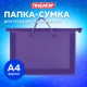 Папка на молнии с ручками ПИФАГОР, А4, 1 отделение, пластик, 55 мм, фиолетовая, 228237