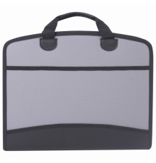 Папка-портфель пластиковая BRAUBERG А4+ (375х305х60 мм), 4 отделения, 2 кармана, серая, 228685