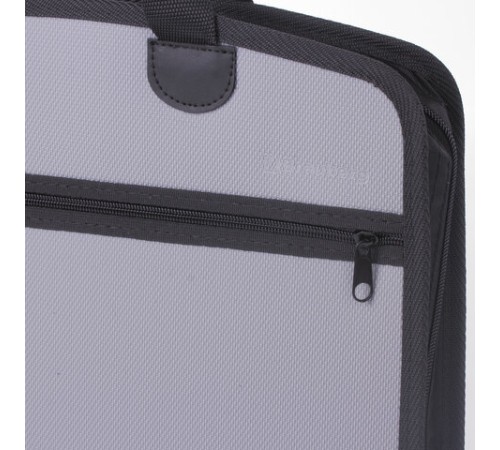 Папка-портфель пластиковая BRAUBERG А4+ (375х305х60 мм), 4 отделения, 2 кармана, серая, 228685