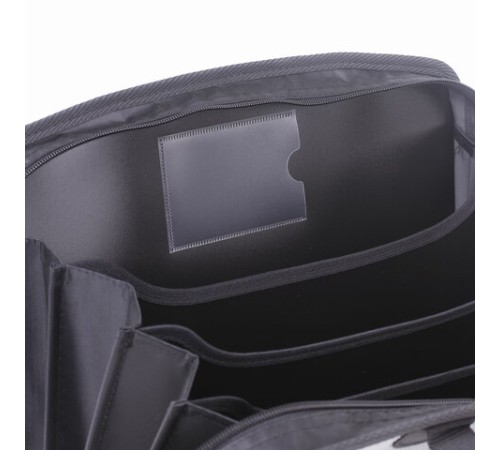 Папка-портфель пластиковая BRAUBERG А4+ (375х305х60 мм), 4 отделения, 2 кармана, серая, 228685