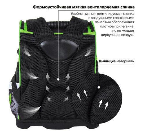 Ранец ЮНЛАНДИЯ WISE, 1 отделение, 3 кармана, устойчивое дно, 