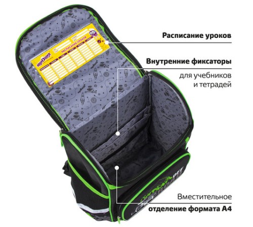 Ранец ЮНЛАНДИЯ WISE, 1 отделение, 3 кармана, устойчивое дно, 