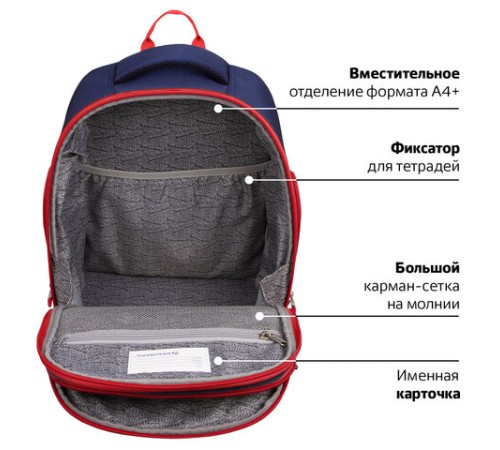 Рюкзак BRAUBERG CLASSIC, легкий каркас, премиум материал, 