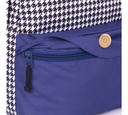 Рюкзак BRAUBERG SYDNEY универсальный, карман с пуговицей, бело-синий, узор клетка, 38х27х12 см, 228840